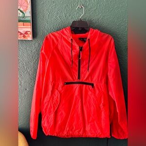 GAP Men's Red Windbreaker Jacket Large Nylon Hoodie Rain Jacket